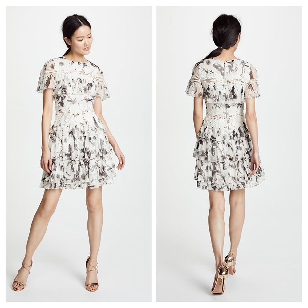 Alice+Olivia Paola floral ruffle dress size 4 nwt